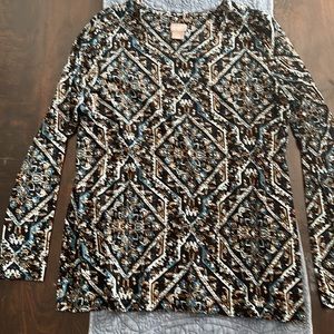 Chicos L/S tee stretchy. Size 2. Blues